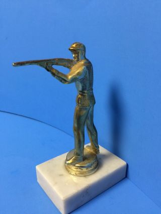 Solid Metal Trap Shooter Shot Gun Gold Tone Trophy Topper Hood Ornament Hunting 3