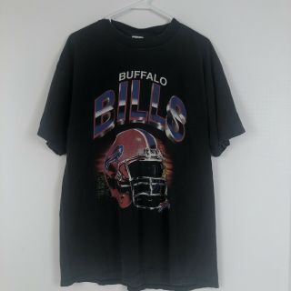Vintage 90s Mens Xl Trench Buffalo Bills T Shirt Single Stitch Blue 50/50