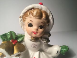 Vintage Napco Christmas Snowflake Girl Figurine With Bells 8387