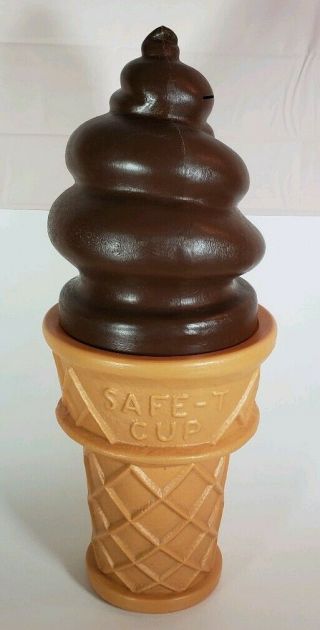 Vintage Safe - T Cup Chocolate Ice Cream Cone Bank 26 " Large Plastic Blow Mold
