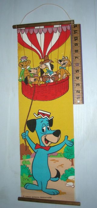 Vtg Tall Banner Huckleberry Hound Hanna Barbera 1970 Flag Pennant Rare Unusual