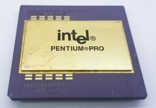 Intel Pentium Pro 200mhz,  Sy032 Vintage Cpu,  Gold,  Kb80521ex200