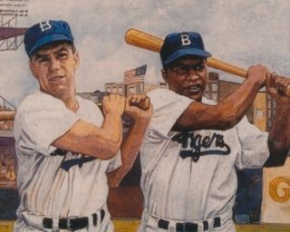Jackie Robinson And Pee Wee Reese 8x10 Art Print Brooklyn Dodgers