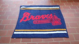 Vintage Biederlack Atlanta Braves Throw Blanket 47 X 54 Made Usa Reversible