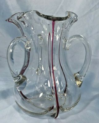 Antique Loving Cup Art Glass Vase Pittsburgh Pillar Mold Blown W/ Pontil