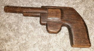 Antique Hand Made Wooden Gun Pistol Toy Saturday Night Special Folk Art 30s 40s
