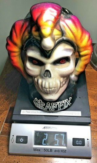 Vintage Graffix Water Pipe Base Evil Jester with Red Jewel Eyes 3