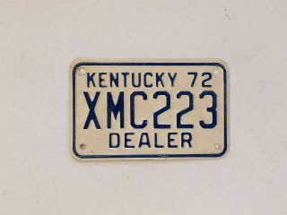 1972 Kentucky Dealer Motorcycle License Plate
