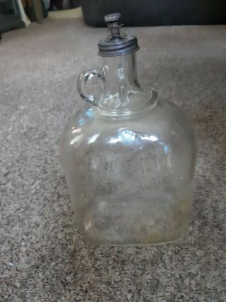 Vintage Perfection Stove Co.  Clear Glass Oil/kerosene Bottle With Spring Top