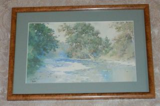 Vintage Framed Print By Paul Sawyier Print Of Water Color Trees & Creek