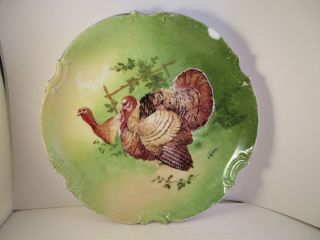 Vintage Limoges Coronet France Artist Signed Turkey Thanksgiving Plate