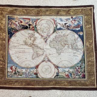 Vtg Old World Tapestry Wall Hanging Home Office Decor Rod Pocket 51 1/2 X 43 In