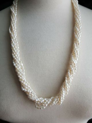 Vintage Twisted 8 - Strand Freshwater Pearl Necklace 24 "