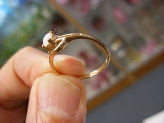 Vintage 10K Gold Opal & Diamond Child ' s or Pinky Ring Size 5 1/2 1.  16g 320 2