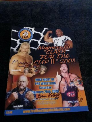 Pro Wrestling Mid Atlantic Autographed Program 2008 Nwa Wcw Wwe Wwf Tna Impact