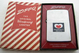 Vintage Advertising Morrell Meats Zippo Cigarette Lighter W/orig Box Mib