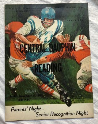 Vintage 1968 High School Football Program Central Dauphin Harrisburg Pa Reading
