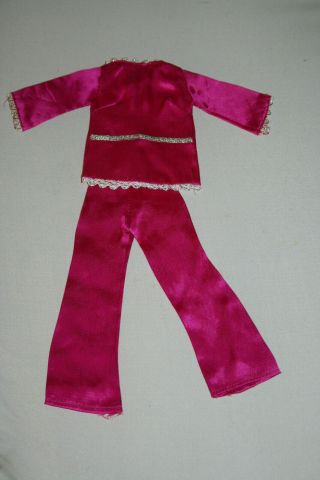 Vintage 1970s Mod Barbie & Clones Fashion Doll Pink Magenta Silk Pant Suit Set