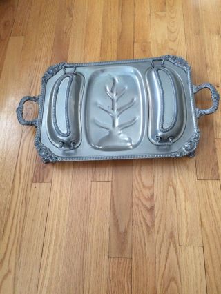 Vintage Large Silver Plated Meat Serving/carving Tray With Covers