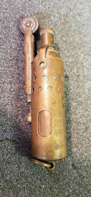 Vintage Very Rare JMCO IMCO MEB Brass Service Trench Lighter Austria Pat 89538 2