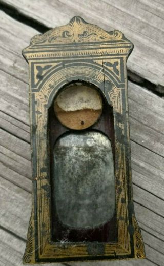 Antique German Biedermeier Boulle Miniature Doll House Wall Clock Tlc