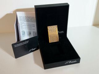 S.  T.  Dupont Ligne 1 Gold Grid Design,  Boxed,  International Guarantee Card