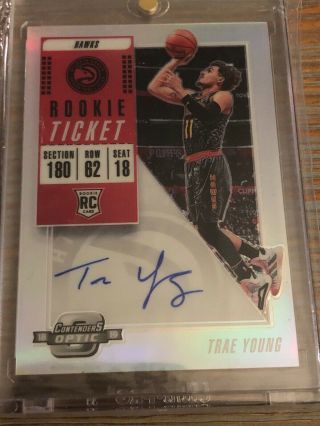 Trae Young 2018 Contenders Optic Silver Auto Autograph Rc Hawks