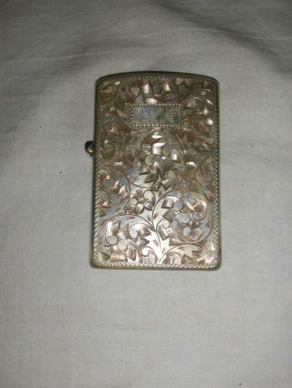 Vintage Zippo Engraved/etched Sterling Silver 950 Cigarette Lighter