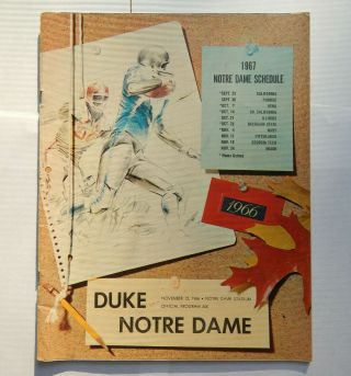 Notre Dame Fighting Irish V Duke Football Program (nov 12,  1967)