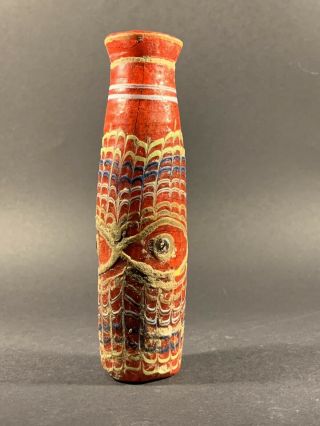 Museum Quality Large Ancient Phoenician Mosaic Red Glass Vessel - Circa 1000bce