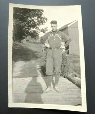 Vintage Baseball Photograph Mount Carroll,  Illinois Baseball Player In Uniform