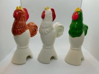 Three Vintage Roosters White,  Brown And Green Pie Bird Vintage Cond.