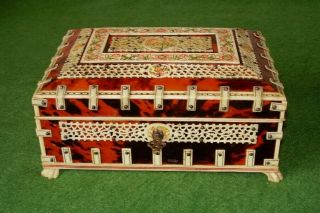 Antique Box Quality Anglo Indian Vizagapatam Faux Tortoiseshell C 1850