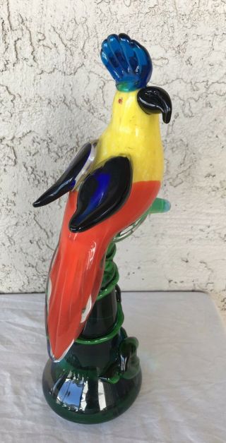 Stunning Vintage Murano Glass Multi Color Cockatoo Parrot 14”