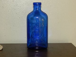 Vintage Embossed Cobalt Blue Phillips Milk Of Magnesia Medicine Pat.  1906 Bottle