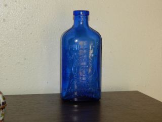 Vintage Embossed Cobalt Blue Phillips Milk Of Magnesia Medicine Pat.  1906 Bottle 2