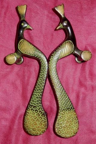 Peacock Bird Shape Antique Vintage Style Handmade Solid Brass Door Handles Knobs 3