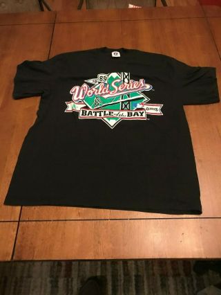 Vintage Logo 7 1989 Mlb World Series Battle Of The Bay T - Shirt Black Xl Usa