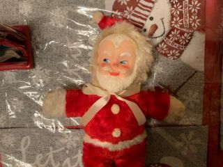 Rare Vintage Stuffed Santa Claus Toy Doll Plastic Face Plush