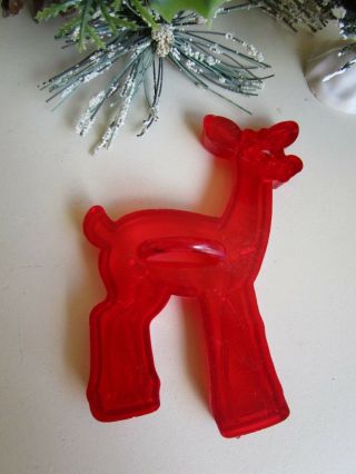 Vintage Dolmar Clear Red Plastic Rudolph The Red Nosed Reindeer Cookie Cutter