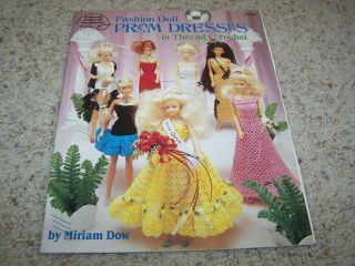Vintage Thread Crochet Barbie Doll Patterns Booklet Fashion Dolls Prom Dresses