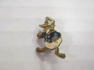 Vintage 1930s Long Bill Donald Duck Pin - Marked Wd - Walt Disney - Painted