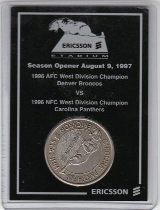 Ericsson Stadium Season Opener Coin Aug 1997 Carolina Panthers Vs Denver Broncos