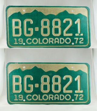 1972 Colorado Passenger License Plate Pair -,