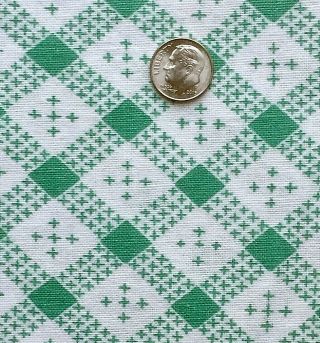 Vintage Full Feed/flour Sack Lovely Green And White Geo Squares & X 