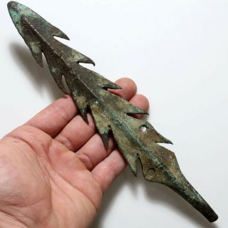 Extremely Rare Ancient Greek Bronze Spear Head Circa 1000 - 500 Bc