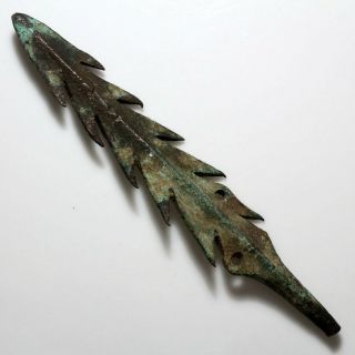 EXTREMELY RARE ANCIENT GREEK BRONZE SPEAR HEAD CIRCA 1000 - 500 BC 2