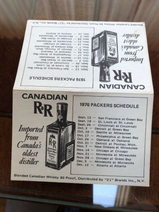 1976 Green Bay Packers Football Pocket Schedule Canadian R & R