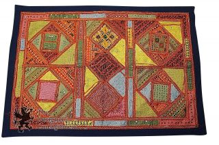 Vintage Handmade Sari Style India Persia Beaded Throw Quilt Patchwork