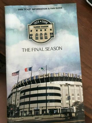 2008 York Yankees Fan Guide Brochure - The Final Season For The Old Stadium